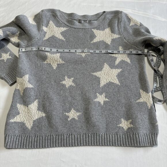 Marled Womens Lg Sweater Grey White Stars Knit Casual Y2K Crochet Cottage Core - Picture 6 of 12